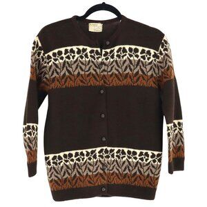 Dubarry Wool Cardigan Womens M Brown Academia Preppy Folk Vintage 1960's Grandpa